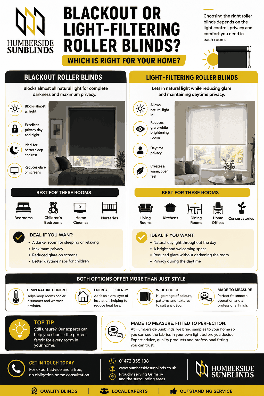Should I Choose Blackout or Light-Filtering Roller Blinds?